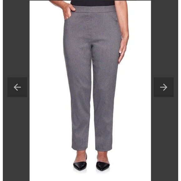 Alfred Dunner Allure Pants Gray Slimming Stretch Trousers Modern Fit Women’s 8 P - Picture 1 of 11